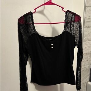 Black Lace Sleeve Top